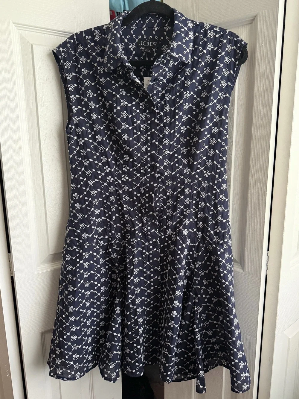 J. Crew Navy Mini Eyelet Shirt Dress